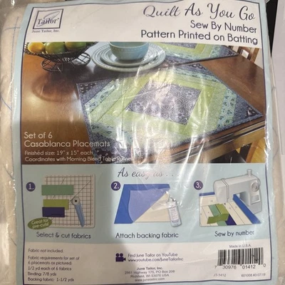 June Tailor Quilt As You Go Casablanca Placemat Pattern Set of 6 Pattern/Batting - Image 1 of 3