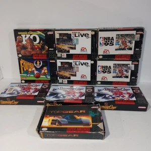 SNES Super Nintendo Boxed Game Lot Of 10 Most CIB No Trays NBA NHL Top Gear  - Picture 1 of 20
