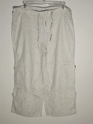 Calças cropped femininas Guide Series bege tamanho 14 cintura alta - Imagem 1 de 3