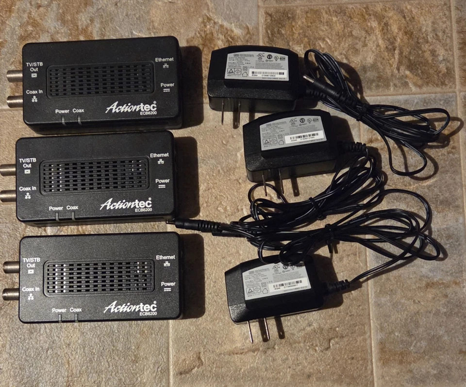 3 Pack - Actiontec ECB6200 Bonded MoCA 2.0 Network Adapters - Black CB - Image 1 of 1