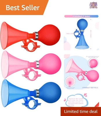 Paquete de 3 bocinas de bicicleta para niños de goma plástica de fácil instalación juguetes de bocina para ciclismo Foto 1 de 4