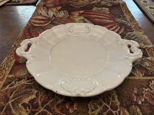 Vintage White Porcelain Platter W/Handles Around 9 1/2 In - Picture 1 of 3