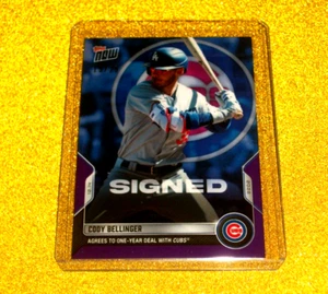 2022 Topps Now #OS-50 Cody Bellinger signiert mit Jungen lila parallel #'d/25. - Bild 1 von 4