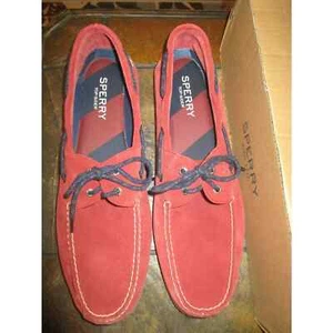 NIB Sperry Top Sider Mens Suede Leeward red Original 2-Eye boat shoe Leather 16M - Picture 1 of 7