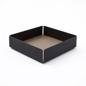 Taschenleerer Struktur aus schwarzem Stahl - Boden aus Echtem Leder Taupe Grau - Bild 1 von 2