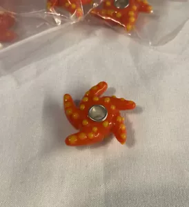 REDUCED! European Charm Bracelet Murano Glass Starfish Bead Orange - Picture 1 of 2