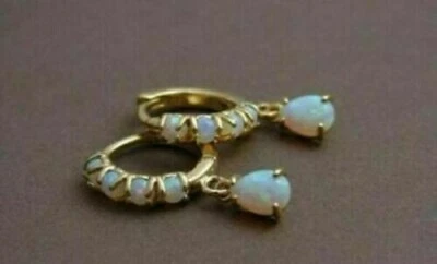3Ct Pear Cut Unique Opal Women's Drop & Dangle Earrings 14K Yellow Gold Finish - Image 1 of 3