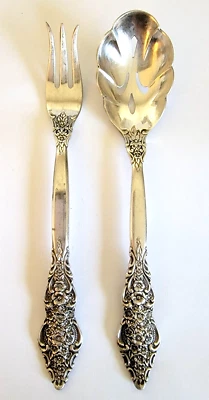 1847 Rogers Bros IS RENAISSANCE Pattern Silver Plated Slotted Shell Spoon & Fork - Image 1 of 4