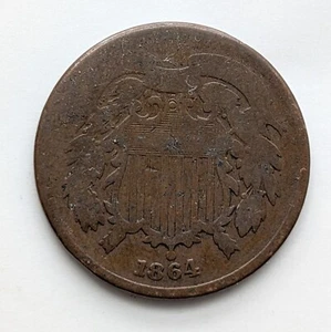 1864 Two Cent Piece Rotated Die Error Almost 90° See Video Good Civil War Copper - Picture 1 of 6