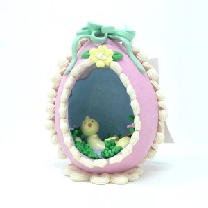 Panoramic Easter Egg Sugar House Pink w/ Chick Inside - 5" x 6" - Picture 1 of 9