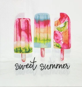 ZWEI individuelle Papier Lunch Decoupage Servietten - 2052 Sweet Summer Popsicles - Bild 1 von 2
