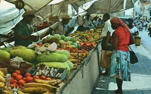 Postal vintage del mercado de verduras y frutas de Venezuela C346 - Imagen 1 de 2