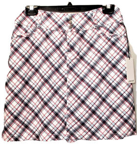 JOFIT Womens golf Skorts Size 2multi colour plaid inner shorts belt loops NWT