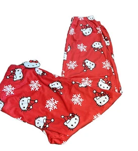 NEU Sanrio Hello Kitty Pyjamahose Weihnachten rot mit Schneeflocken Größe L - Bild 1 von 2