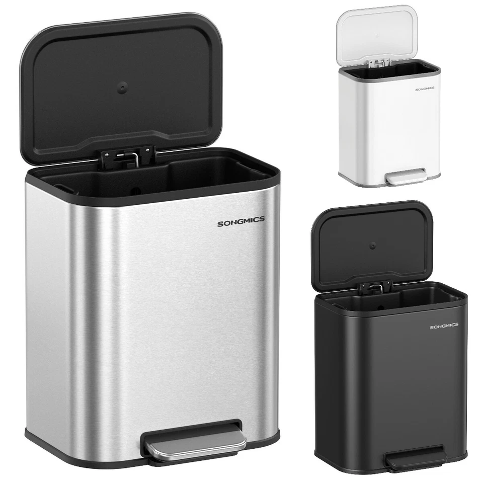 SONGMICS Mülleimer Küche 20 Liter Abfalleimer mit Deckel Tretmülleimer Stahl - Bild 1 von 1