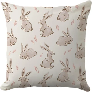Spring Easter Pillow Covers 18X18 Inch - Cute Bunny Rabbit Pattern, Soft Pastel - Picture 1 of 12