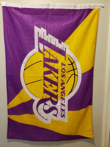 Official NBA 2018 LA Lakers Polyester Flag Orange & Purple Banner 28" X 42" Cover