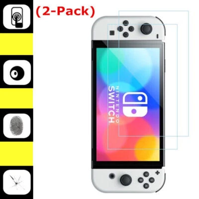 2-Pack New Nintendo Switch OLED (2021) Tempered Glass Screen Protector