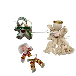 Vintage Handarbeit Weihnachtsschmuck Garn Engel Perlen Mädchen Ausstecher Lot 3 - Bild 1 von 7