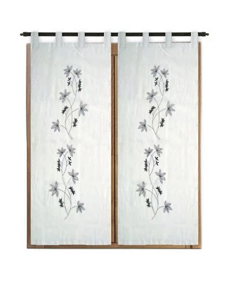 Tenda arredo finestra ricamata 2 pannelli coppia tendine cucina bagno mod.MALVIN