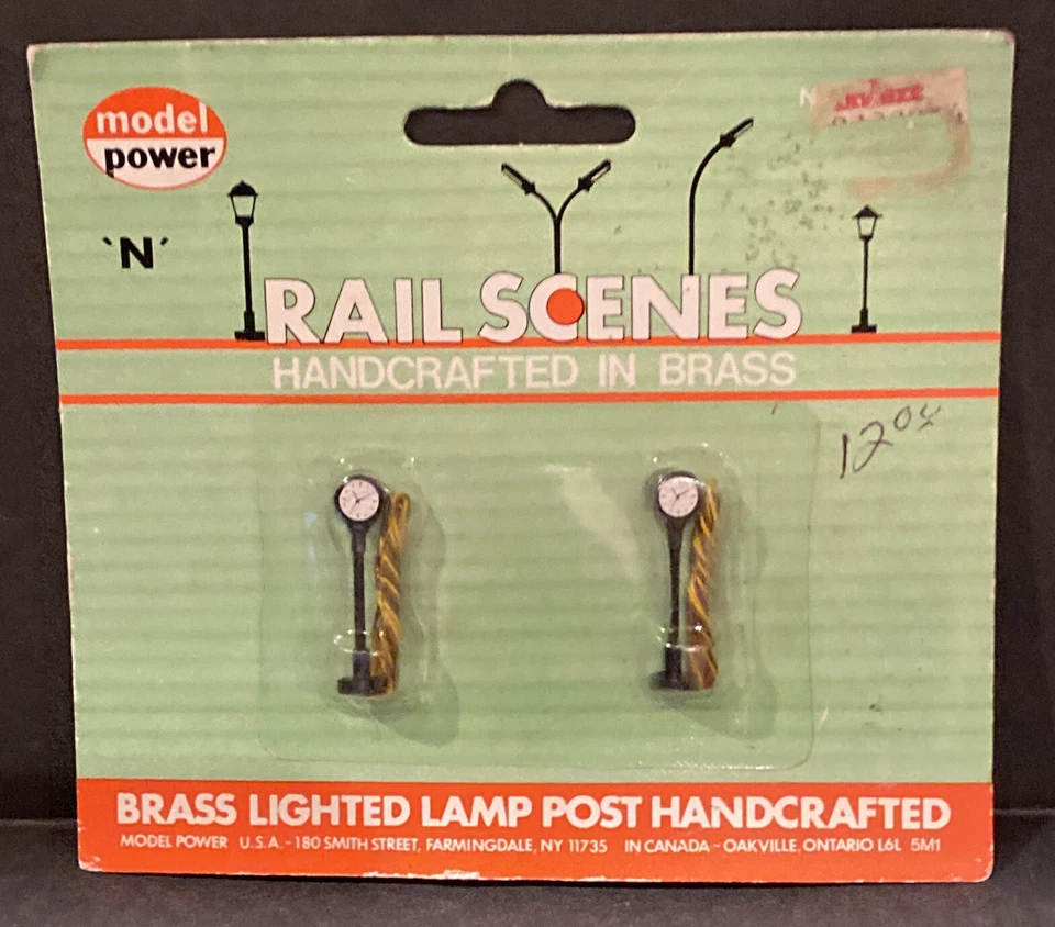 N Scale Railroad Model Power 2 Brass Handcrafted Lamp Posts In Unopened Package - Image 1 of 3
