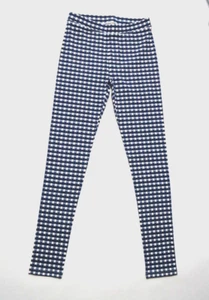 J.CREW CREWCUTS GIRLS BLUE HEARTS CHECKERED ELASTIC WAIST STRETCH LEGGINGS Sz 4 - Picture 1 of 2