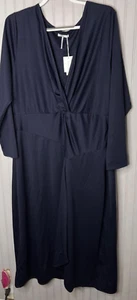 STITCHDROP Womens DRESS 2X Navy Blue V-Neck Designer Style Elegant NEW - Picture 1 of 16