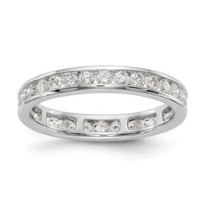 14K White Gold 1Ct Lab Grown Diamond Channel Set Eternity Band Ring Size 6 - Image 1 of 4