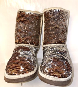 UGG Australia Women’s Sequin Short Boot Size 6 Brown Silver *B - Picture 1 of 6