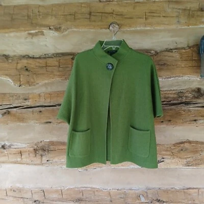 Tally-Ho Women's Vintage Cardigan One Button Short Dolman Sleeves Wool Green Lar - Image 1 of 4