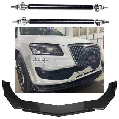 For Audi Q5 2009-202 Carbon Fiber Front Bumper Lip Splitter Spoiler+Strut Rods Foto 1 de 4
