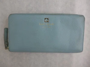 Kate Spade New York Blue Pebbled 100% Cow Leather Zip Around Large Wallet - Bild 1 von 19