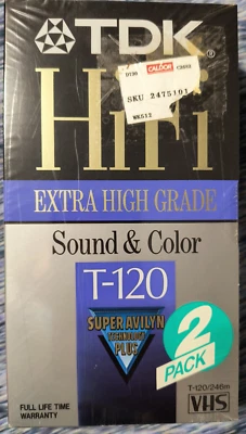 Paquete de 2 cintas VHS en blanco TDK HiFi EHG grado extra alto T-120 NUEVO Y SELLADO Foto 1 de 3
