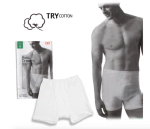 Try Mens 100% Cotton Comfortable Underwear Basic Drawers Boxer Briefs  - Picture 1 of 4