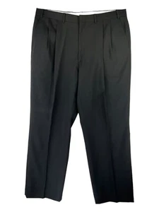 Unbranded Men Sz W38 L32 Dress Pants Black Straight Leg Pleated Front 4 pocket - Picture 1 of 14