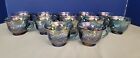 Indiana Glass Blue Carnival Harvest Grapes Punch Bowl Cups Lot of 12 Vintage 