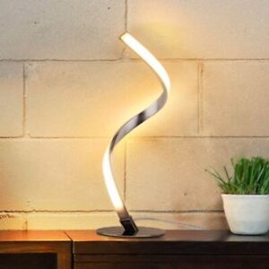 LED Warm White Table Lamp Curved Desk Table Spiral Touch Dimming Bedside Light