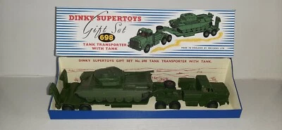 TANK TRANSPORTER WITH TANK REF.698 DINKY SUPERTOYS MADE IN ENGLAND OBSOLETO - Immagine 1 di 4