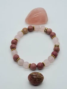 Rhodocrosite & Rose Quartz Bracelet - Picture 1 of 3