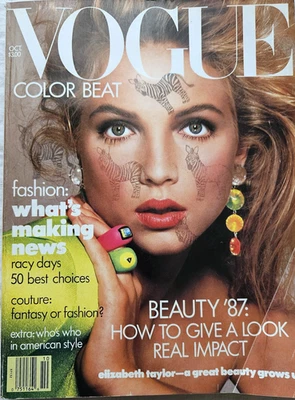 Vogue October 1987 Rachel Williams/Avedon Cover Cindy Crawford Liz Taylor AS IS - Image 1 of 4