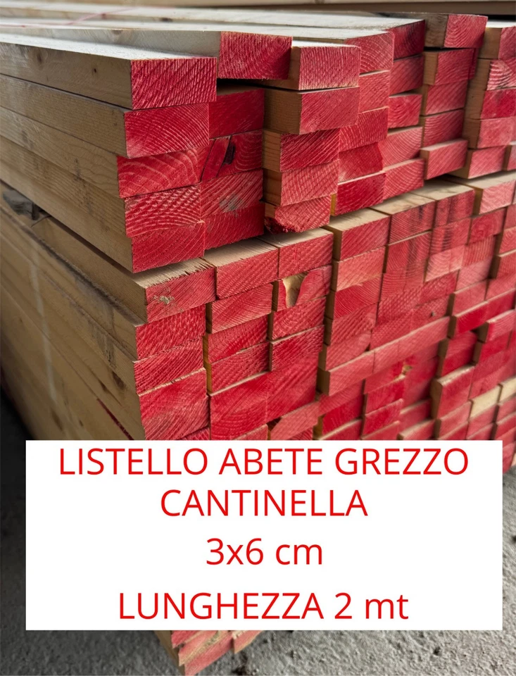 PIRCHER Tavola listello in legno di abete grezzo cm 3x6x200 cantinella, morale