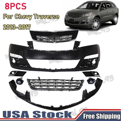 Complete Front Bumper Cover w/Grille Upper Lower Fits 2013-2017 Chevy Traverse - Image 1 of 4