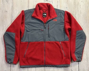 The North Face Men's Red and Gray Denali Full Zip Jacket Size L Fleece - Picture 1 of 8