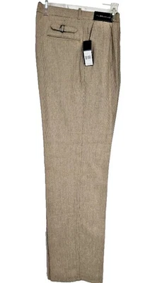POLO by RALPH LAUREN FLATIRON Cotton Silk Beige Pleated Pants 32-30, NWT $445 - Image 1 of 4