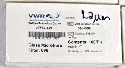 VWR 28333-139 Glass Microfibre Filter 696 100 pack 4.7cm