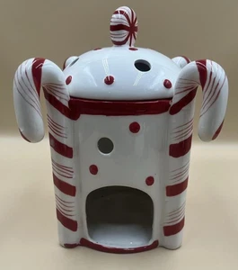 Candela Yankee in ceramica canna per caramelle bruciatore cera menta piperita con piano superiore - Foto 1 di 12