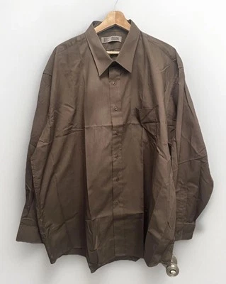 NUEVO CON ETIQUETAS Camisa de vestir Oleg Cassini para hombre con botones marrón grande 19 Foto 1 de 4