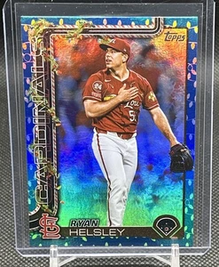 2025 Topps Holiday H178 Ryan Helsley Cardinals Blue Foil Lights Parallel - Picture 1 of 2