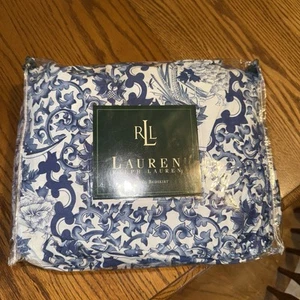 NEW Rare Ralph Lauren King PORCELAIN BED SKIRT Dust Ruffle TAMARIND Blue Birds - Picture 1 of 5