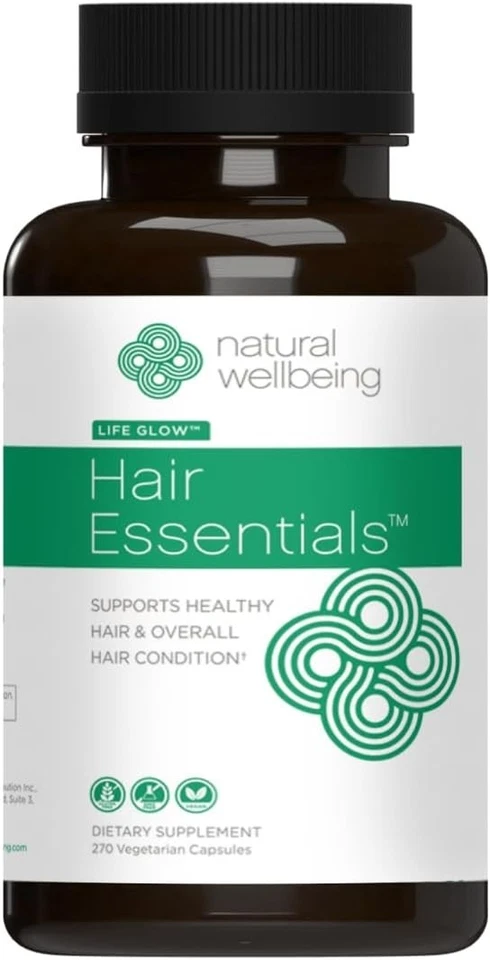 Natural Wellbeing Hair Essentials 270 cápsulas vegetales - biotina, palma enana americana, bambú Foto 1 de 4